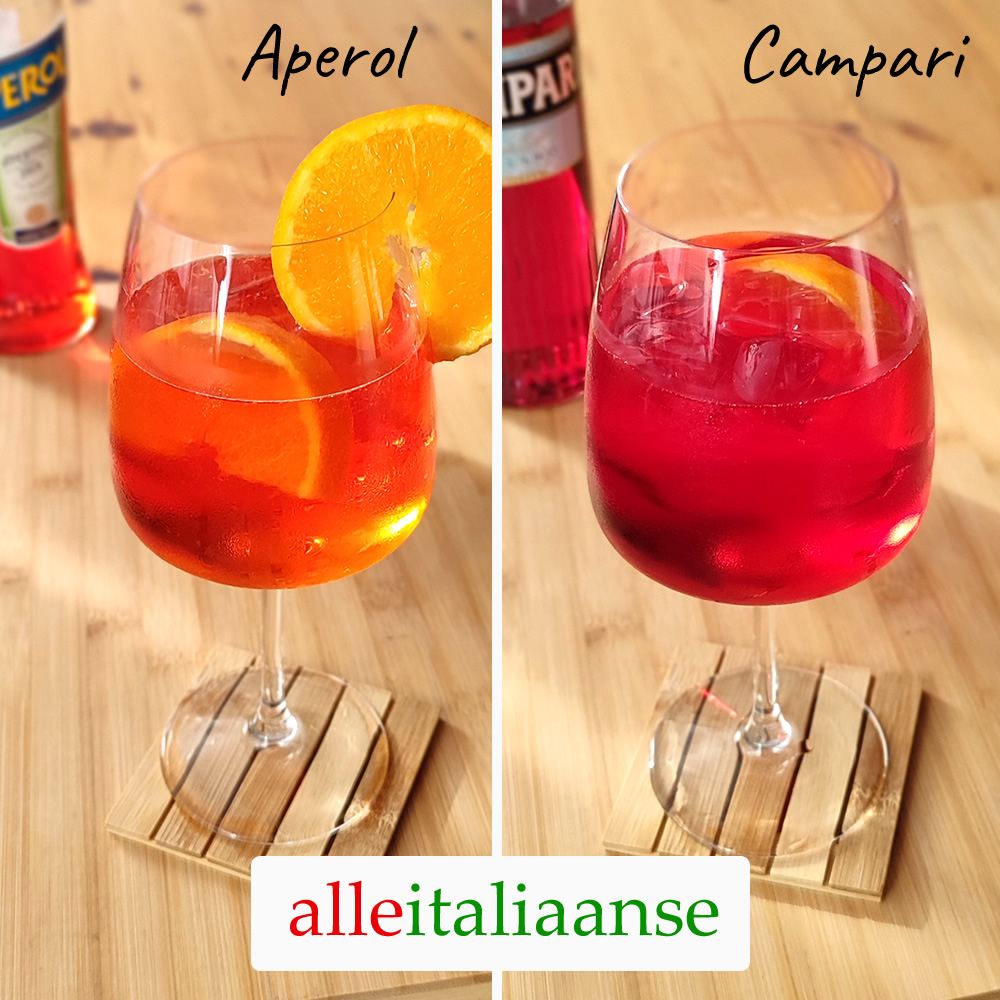 Een Campari Spritz vergeleken met een Aperol Spritz