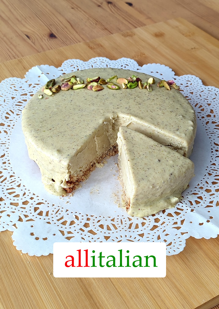 Homemade pistachio ice cream cake