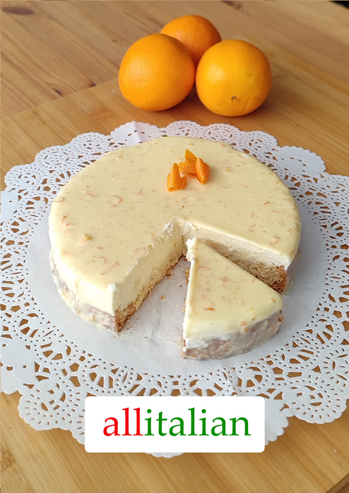 Homemade orange ice cream cake