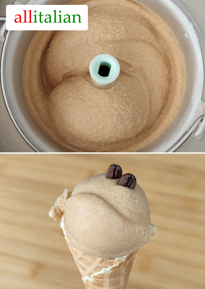 Vegan coffee ice cream homemade with ice cream maker