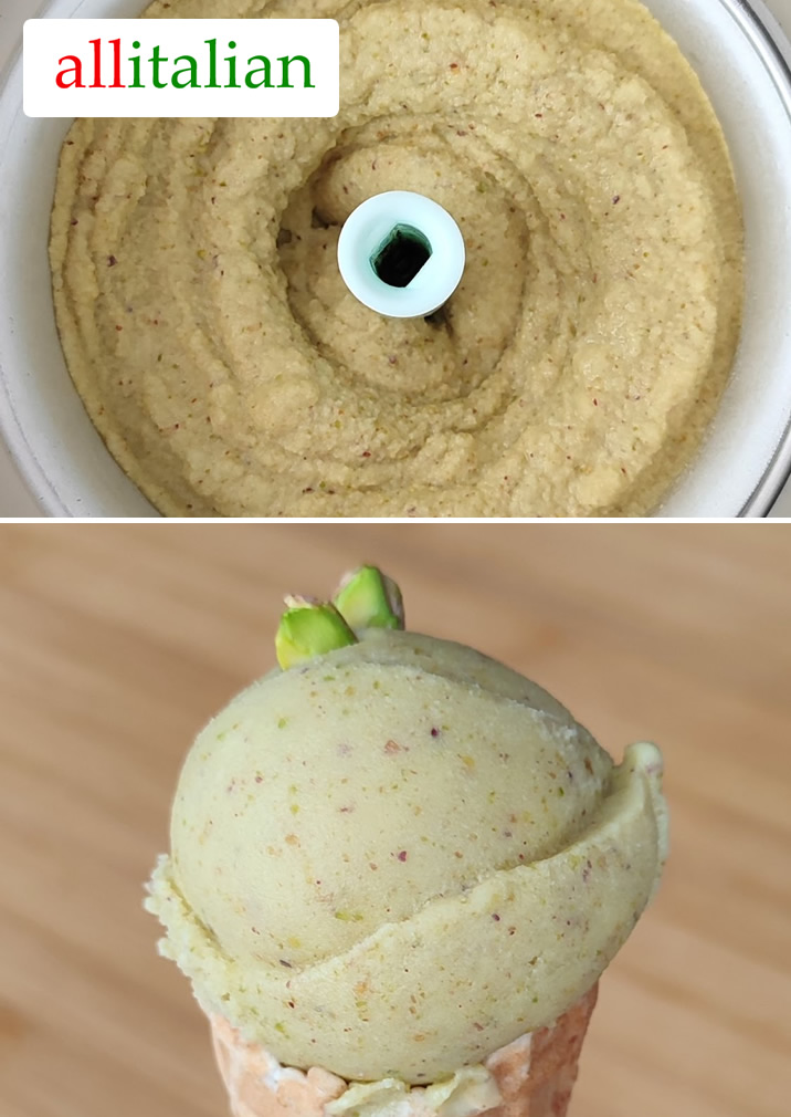 Vegan homemade pistachio ice cream with ice cream maker