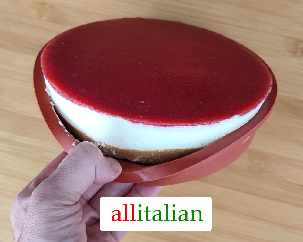 A homemade ice cream cake taken out of the mold