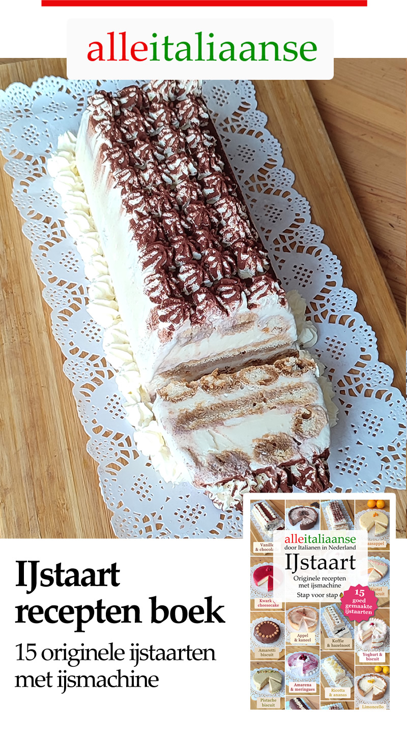 Tiramisù ijstaart uit Alle Italiaanse IJstaart recepten boek