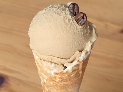 Homemade coffee ice cream with the ice cream maker